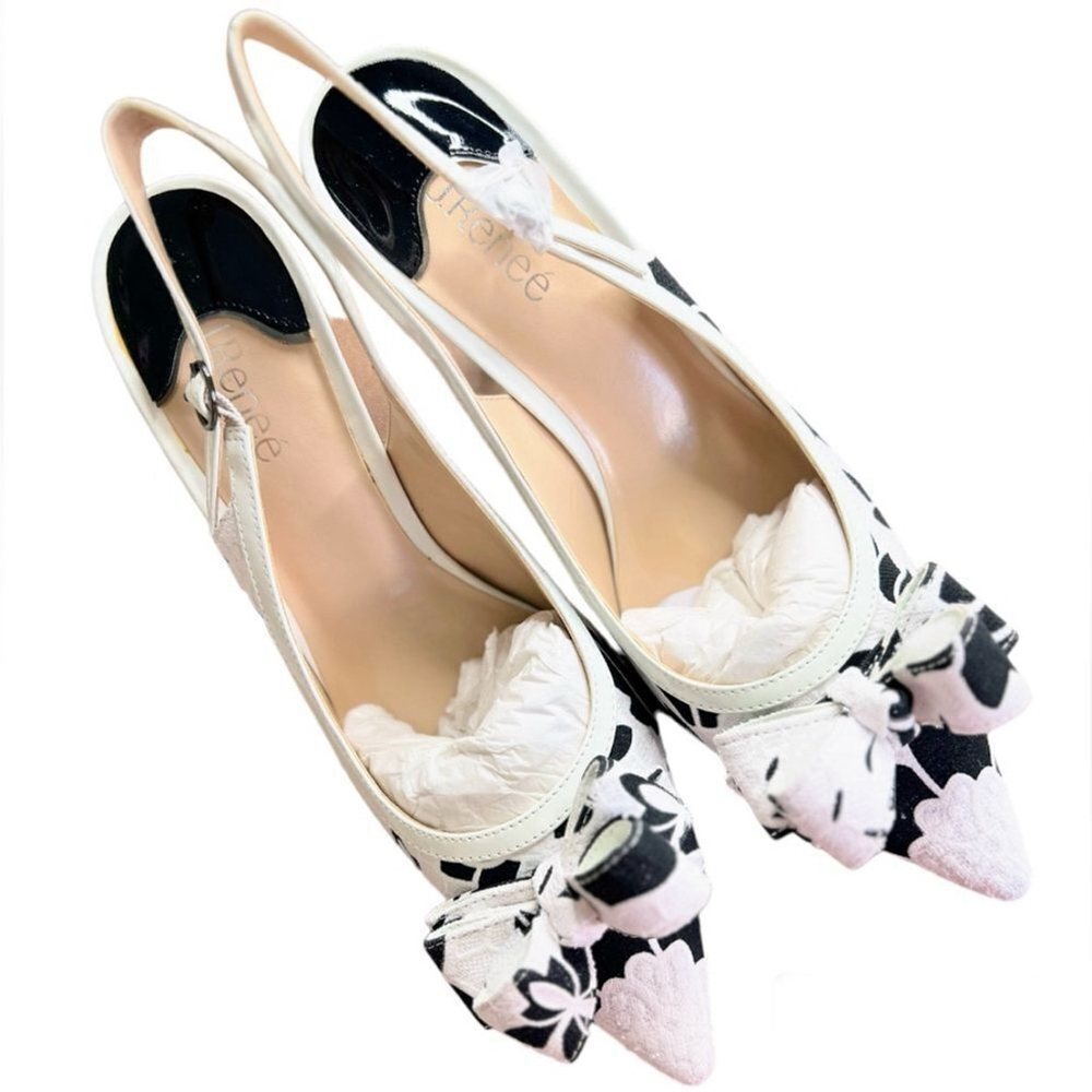 Pum Claudette romanticWhite shoes femine pointed toe strap floral embellished 12 - Picture 5 of 11